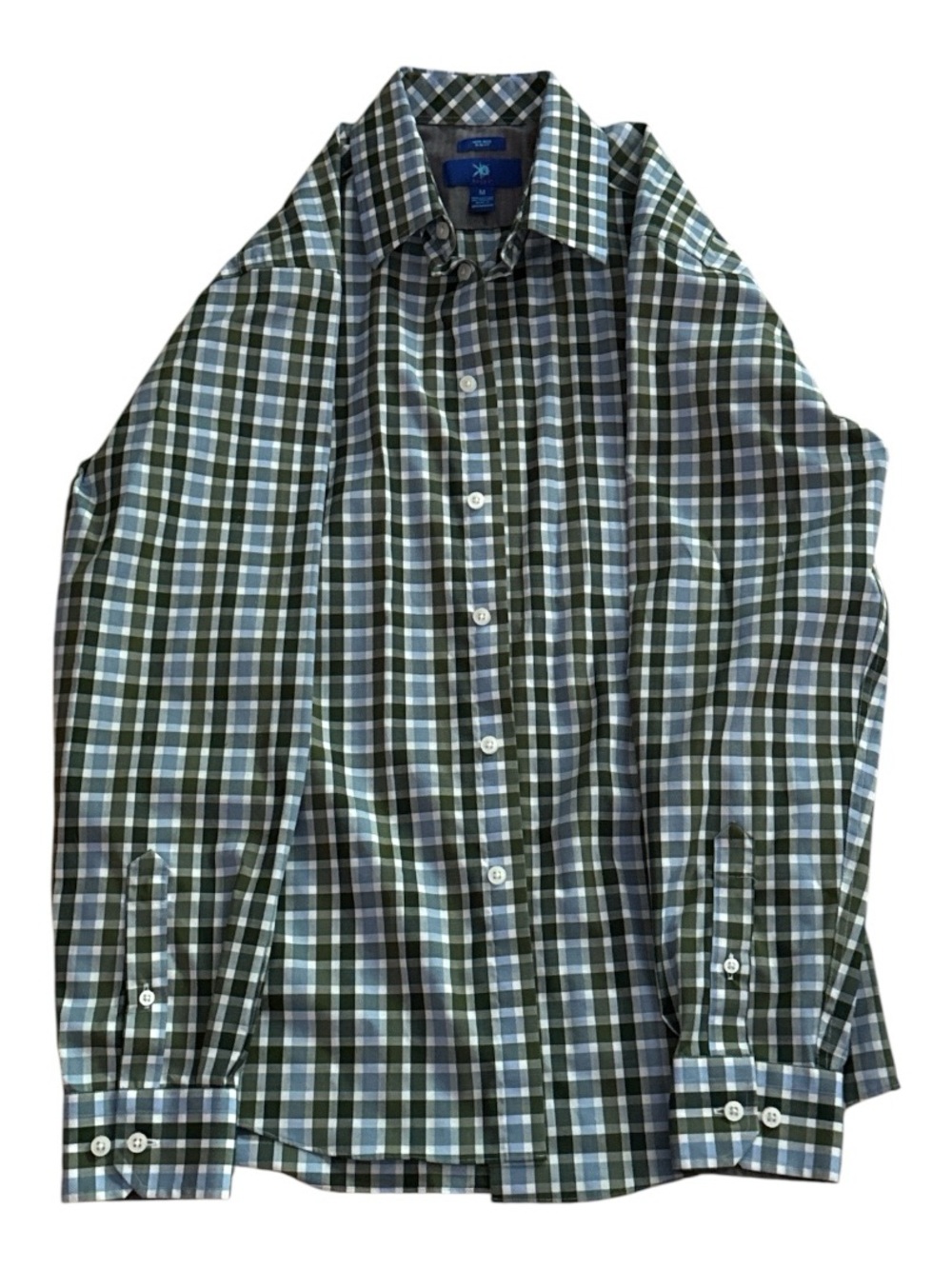 Egara Men’s Plaid Button-Down Shirt - Green & Blue